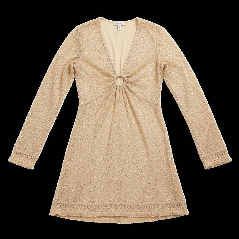 House Of Harlow 1960 Sequin Beige Ring Detail Top Size S